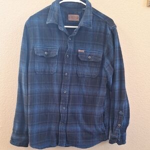 Orvis Men's Black And Blue Plaid Heavyweight Button-Up Flannel Shirt, SIZE: M